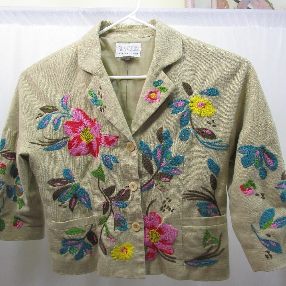 SILK CLUB COLLECTION EMBROIDERED JACKET/BLAZER  M‎